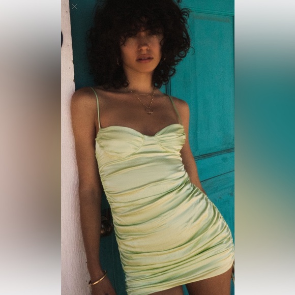 Lime green Zara mini dress with strings - Picture 1 of 8